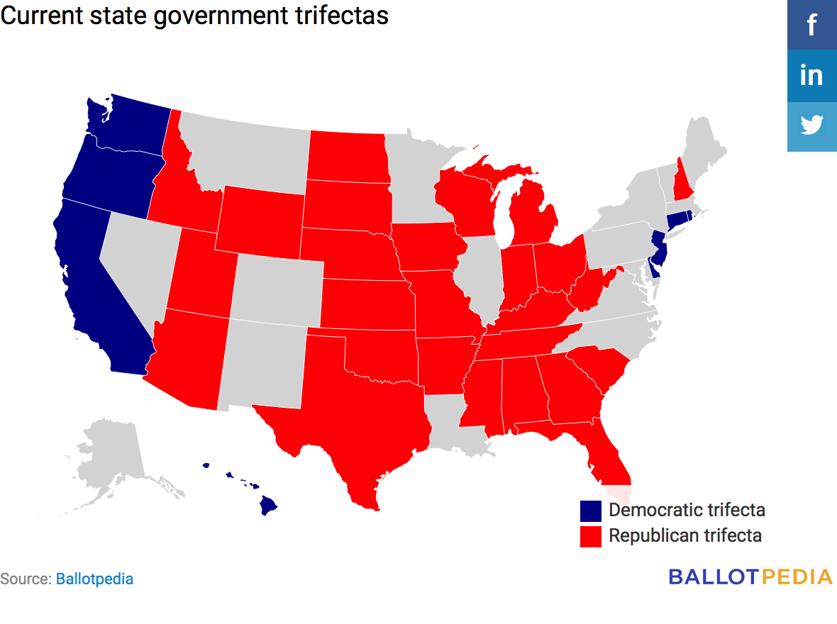 Map of state government trifectas Map of state government trifectas